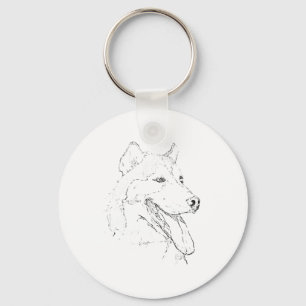 Siberian Husky – minimalistisk hund linjedragning Nyckelring