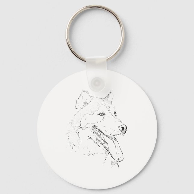 Siberian Husky – minimalistisk hund linjedragning Nyckelring (Framsida)