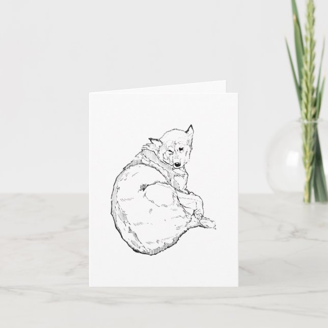 Siberian Husky, minimalistisk hundillustration  Kort (Framsida)