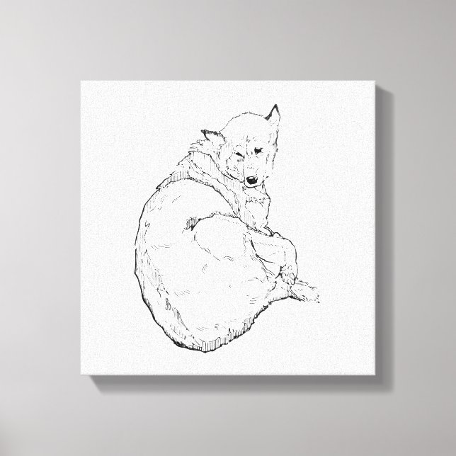 Siberian Husky, minimalistisk hundillustration väg Canvastryck (Framsida)