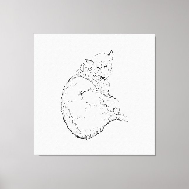 Siberian Husky, minimalistisk hundillustration väg Canvastryck (Framsida)