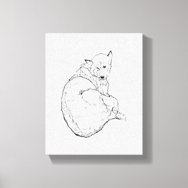 Siberian Husky, minimalistisk hundillustration väg Canvastryck (Framsida)