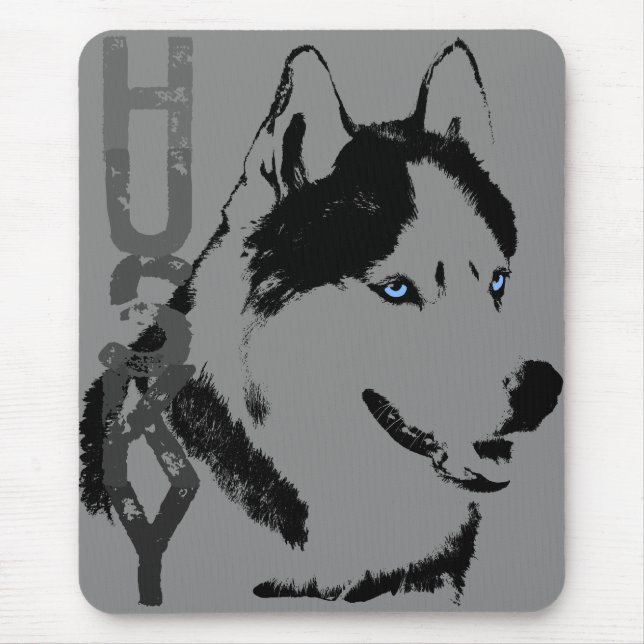 Siberian husky Mousepad ger Malamute Varg Hundar Musmatta (Framsidan)