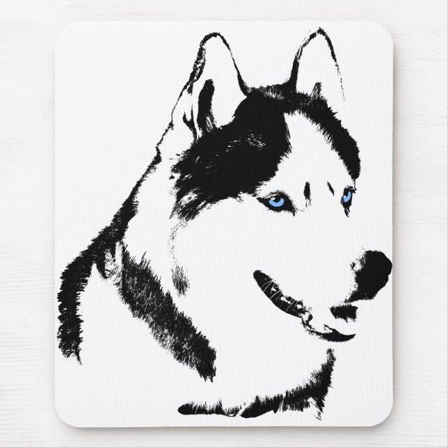 Siberian husky Mousepad presenterar Malamute Sled  Musmatta (Framsidan)