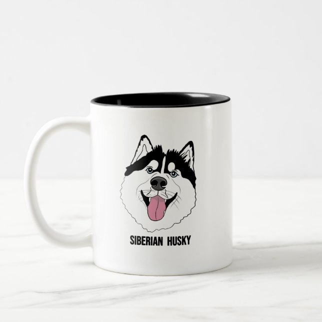 SIBERIAN HUSKY mugs Två-Tonad Mugg (Vänster)
