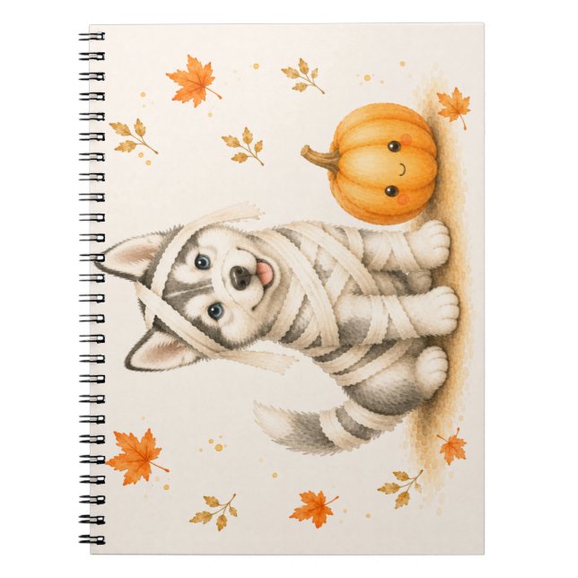Siberian Husky-mumie Halloween Anteckningsbok (Framsidan)