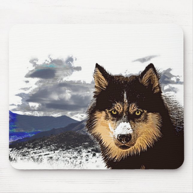 Siberian husky-musknapp musmatta (Framsidan)