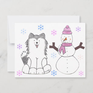 Siberian husky och Snögubbe