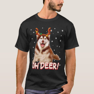 Siberian husky Oh Hjort Rolig hund Julafton T Shirt