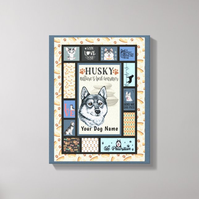 Siberian husky Owner Älskare Funny Keepsaki Quilt Canvastryck (Framsida)