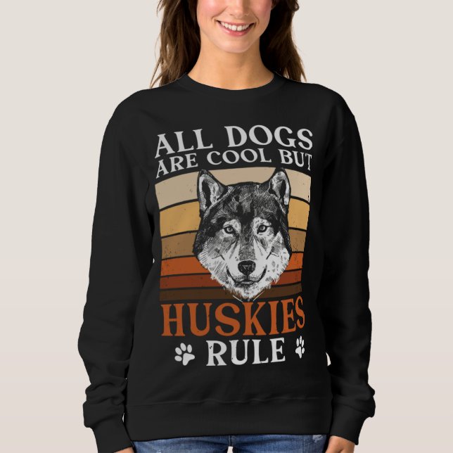 Siberian Husky Owner Dog  Huskies Rule Retro T Shirt (Framsida)