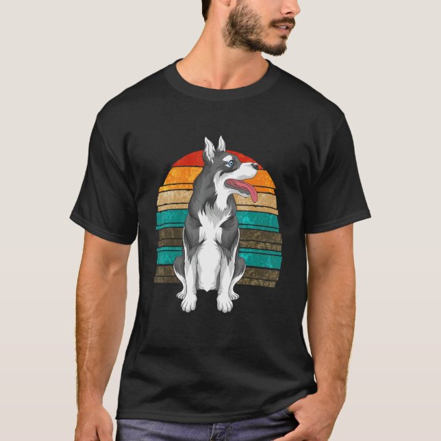 Siberian husky Owner Pet Animal Hund Retro Husky T Shirt (Framsida)