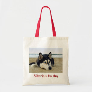Siberian husky på Beach Budget Tote Bag Tygkasse