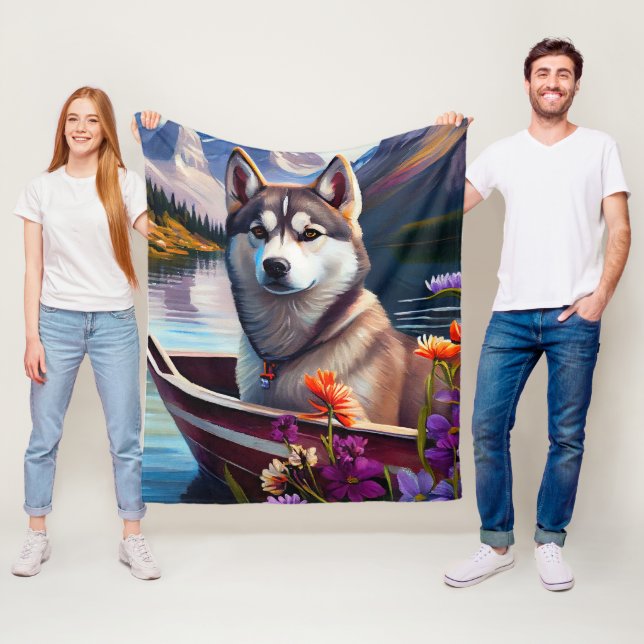 Siberian husky på en Paddle: en scen i Äventyr Fleecefilt (På plats)