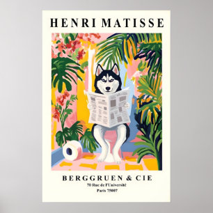 Siberian Husky på toalettkonst - Matisse-stil Poster