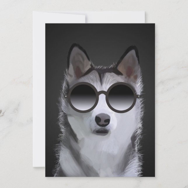 Siberian Husky Painting - Birthday Greeting Card  Julkort (Framsida)