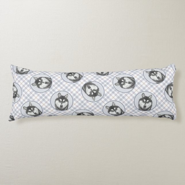 Siberian husky Painting Black and White Hund Art Kroppskudde (Framsidan)