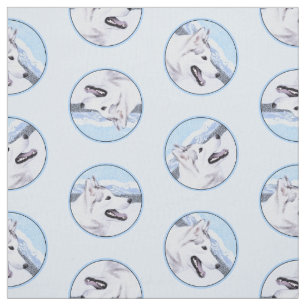 Siberian husky Painting Silver och White Hund Art Tyg