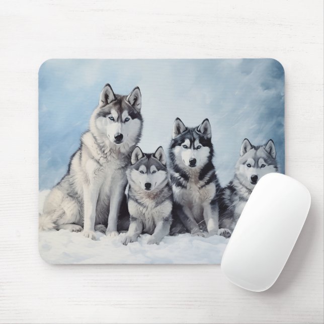 Siberian husky-paket musmatta (Med mus)