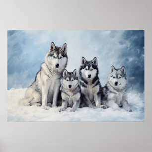 Siberian husky-paket poster