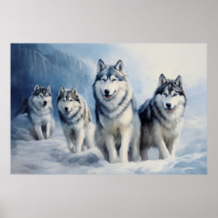Siberian husky-paket poster
