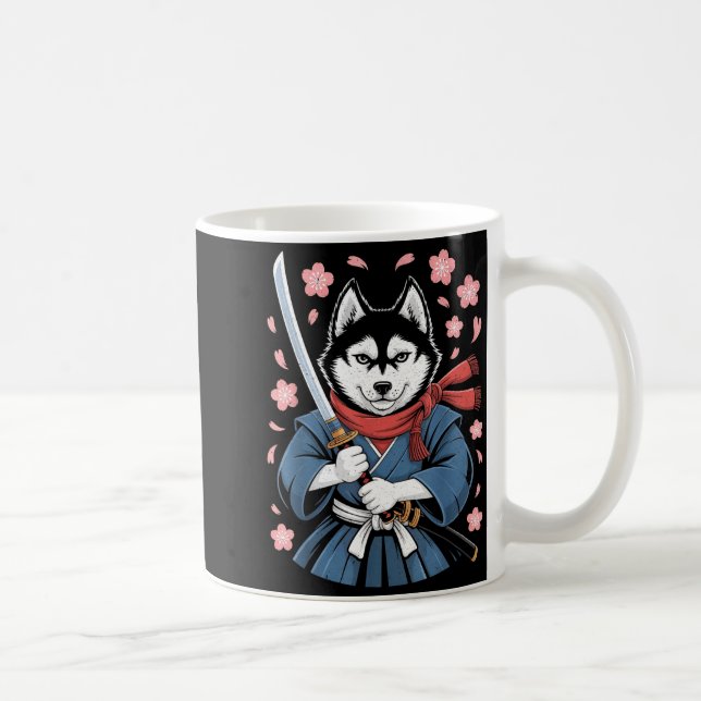 Siberian Husky Pappa Söt Japansk Anime Saker Samur Kaffemugg (Höger)