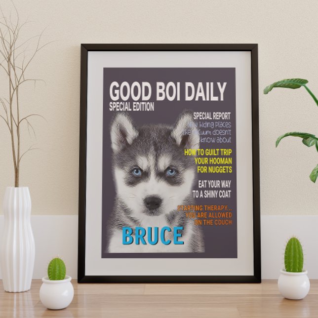 Siberian husky Parody Magazine Cover Fototryck (Skapare uppladdad)