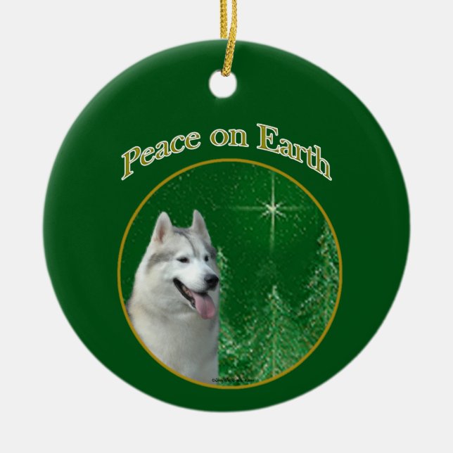 Siberian husky Peace Julgransprydnad Keramik (Framsidan)