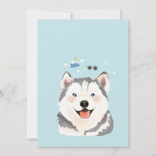 Siberian husky Pet Hund Illustration Porträtt Tack Kort
