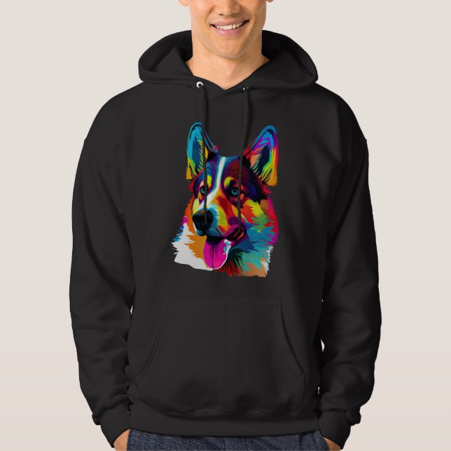 Siberian Husky Pop Cute Husky Hoodie (Framsida)