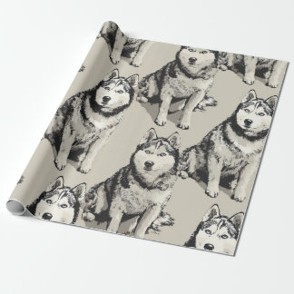 Siberian Husky Porträtt Inpackningspapper Presentpapper