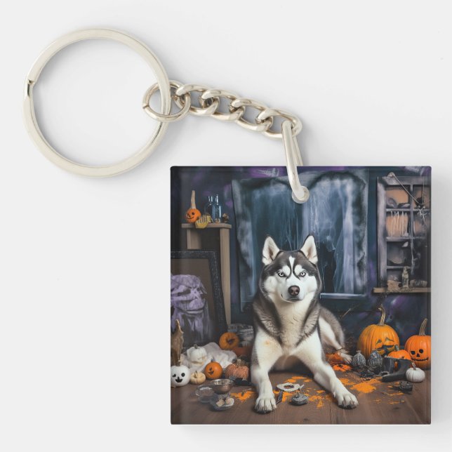 Siberian Husky Pumpa Halloween Skräckinjagande (Framsidan)