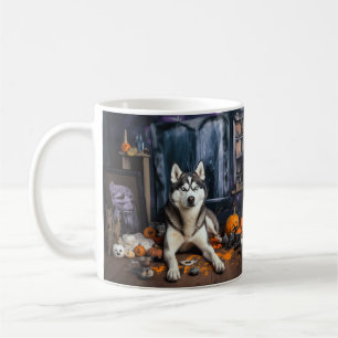Siberian Husky Pumpa Halloween Skräckinjagande Kaffemugg