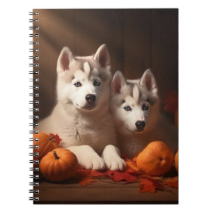 Siberian husky Pumpkin för höstdelight Anteckningsbok