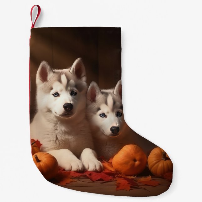 Siberian husky Pumpkin för höstdelight Liten Julstrumpa (Framsidan)