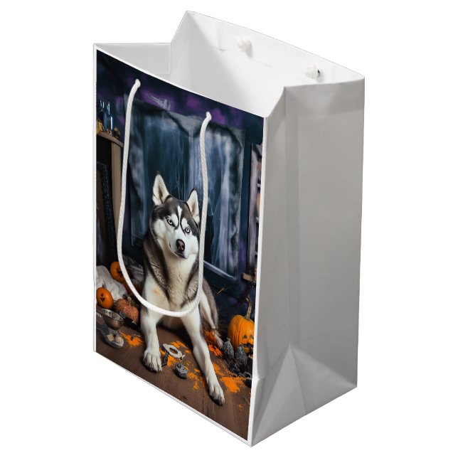 Siberian husky Pumpkins Halloween Scary (Framsidan Vinklad)