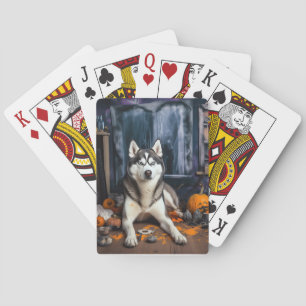 Siberian husky Pumpkins Halloween Scary Casinokort