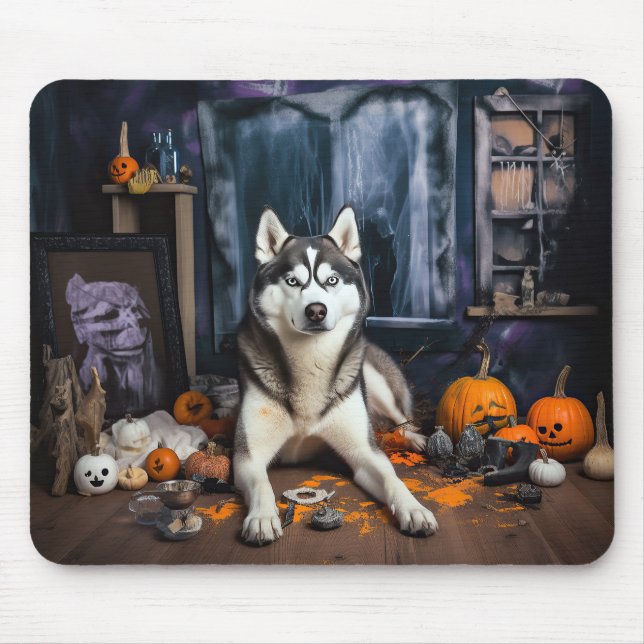 Siberian husky Pumpkins Halloween Scary Musmatta (Framsidan)