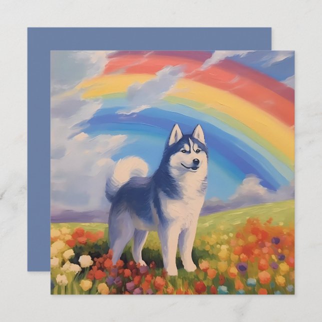 Siberian husky Rainbow Memorial Anpassningsbar Hun (Fram/baksida)