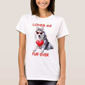 Siberian husky Red Heart Heart-formade solglasögon T Shirt