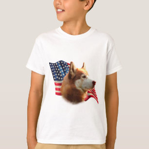 Siberian husky (röd) Flagga T Shirt