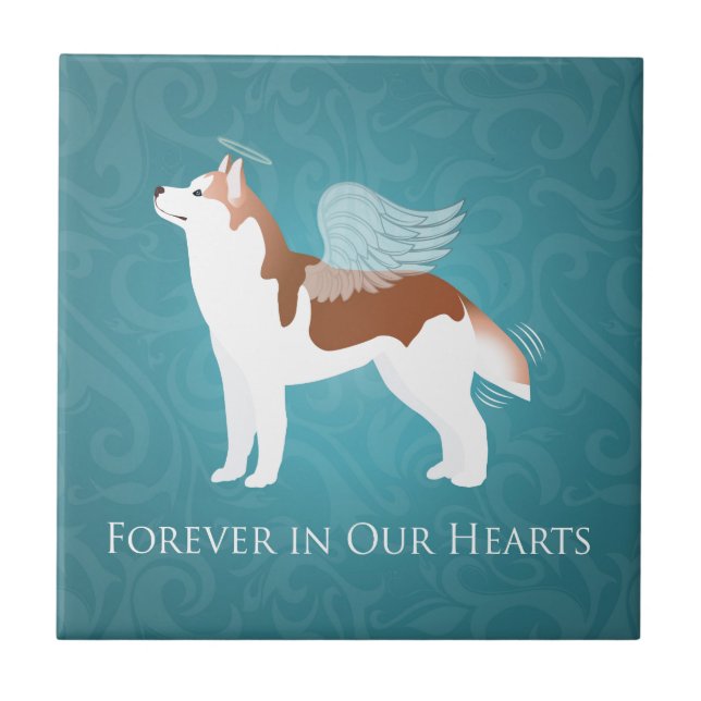 Siberian husky - Röd - Pet Memorial Design Kakelplatta (Framsidan)