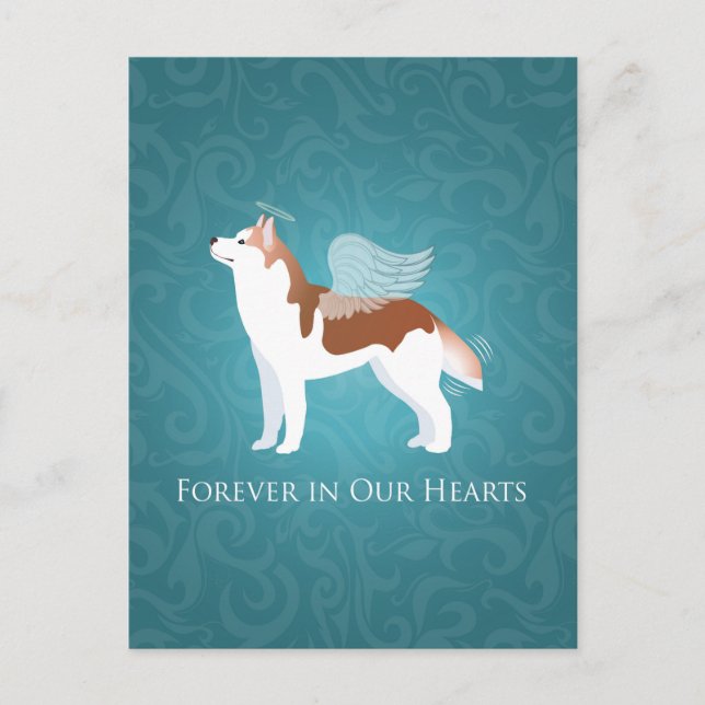 Siberian husky - Röd - Pet Memorial Design Vykort (Framsida)