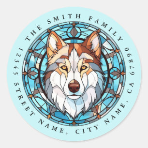 Siberian husky Round Stickers Runt Klistermärke