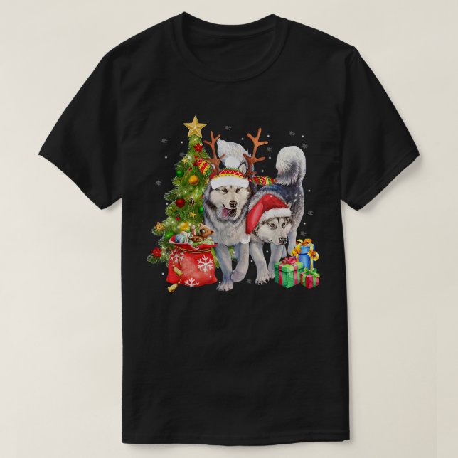 Siberian husky Santa Hat Funny jul Julafton Gift T Shirt (Design framsida)