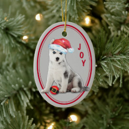 Siberian husky Santa Hat-julprydnaden Julgransprydnad Keramik
