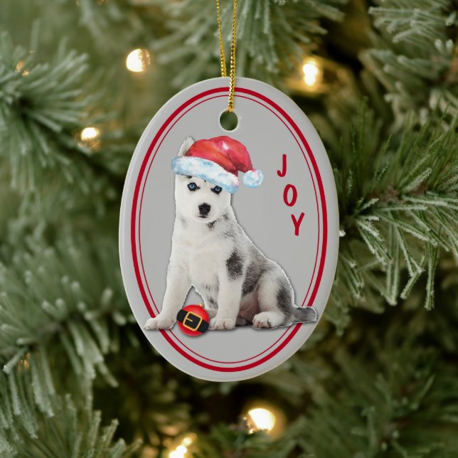Siberian husky Santa Hat-julprydnaden Julgransprydnad Keramik (Träd)