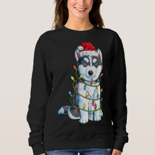 Siberian husky Santa Julgran Ljus Julafton Bo T Shirt