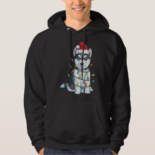 Siberian husky Santa Julgran Ljus Julafton do Hoodie