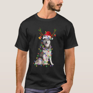 Siberian husky Santa Julgran Ljus Julafton do T Shirt